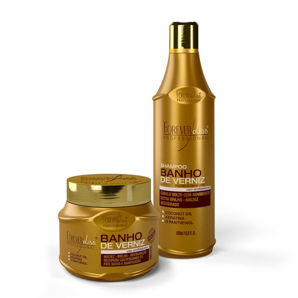 KIT SHAMPOO MÁSCARA BANHO DE VERNIZ- FOREVERLISS